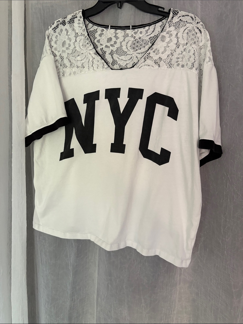 White Lace-Trim NYC Graphic Tee